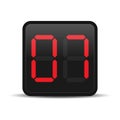 Digital countdown display with red number 7