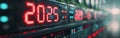 Digital Countdown Displaying 2025 in a High-Tech Control Room