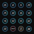 Digital countdown timer clock design icons