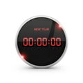 Digital countdown timer displaying new year with red led digits in circular frame Royalty Free Stock Photo