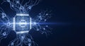 Digital Cpu Processor with Neural Network Connections Royalty Free Stock Photo
