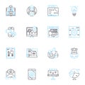 Digital creation linear icons set. Pixel, Vector, Design, Art, Manipulation, Rendering, Animation line vector and