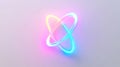 Digital creative sketch of atom with orbiting subatomic particles with neon background