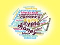 digital crypto currency text words cloud blockchain illustration