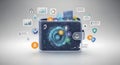 Digital crypto wallet with secure transactions and blockchain technology, bitcoin, ethereum Royalty Free Stock Photo