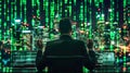 digital cryptocurrency trader analyzing market data, Binary Code