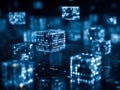 Digital cubes representing data and technology in a futuristic setting Royalty Free Stock Photo