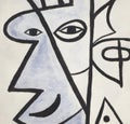 Digital cubism, array of human faces pieced together, each face encoded with binary numbers, hint of Picasso, vibrant colors
