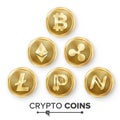 Digital Currency Counter Icon Set Vector. Fintech Blockchain. Famous World Cryptography. Gold Coins. Crypto Currency Royalty Free Stock Photo