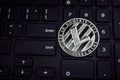 Digital currency physical silver litecoin coin Royalty Free Stock Photo