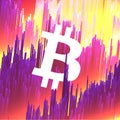 Digital Currency Symbol Bitcoin on Fiber Optic Background - Vector Illustration
