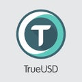 Trueusd Cryptographic Currency - Vector Icon.