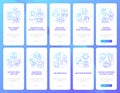 Digital customer engagement blue gradient onboarding mobile app screen set