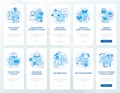 Digital customer engagement blue onboarding mobile app screen set