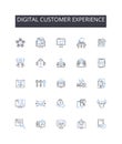 Digital customer experience line icons collection. Planning Organizing Gathering Scheduling Arranging Prepping