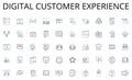 Digital customer experience line icons collection. Expedition, Trekking, Safari, Kayaking, Rafting, Climbing, Biking