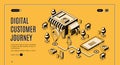 Customer journey map isometric landing page banner