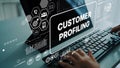 Digital Customer Profiling Concept with Hands on Keyboard and Data Analytics Visuals. Asymptotic smart data analytic Royalty Free Stock Photo