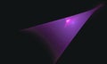 Digital cyber neon violet ray in deep abyss of space. Shape of 3d triangle fading in dark.