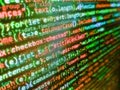 Digital cyber pattern. Admin access to data source. Photo of computer digital background. Programming code on black background. Royalty Free Stock Photo