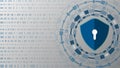 Digital cyber security background with shield lock and binary code. Royalty Free Stock Photo