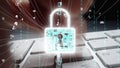 Digital cyber security Concept with Lock and Computer Keyboard Representing Data Protection and Privacy in Modern Royalty Free Stock Photo