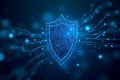 Digital Cybersecurity Shield Protecting Data Network on Dark Technology Background Royalty Free Stock Photo