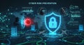 Digital cybersecurity concept with shield and hacker threats in futuristic interface lock Royalty Free Stock Photo