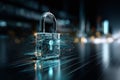 Digital Cybersecurity Lock on Circuit Board for Tech Security Marketing Royalty Free Stock Photo