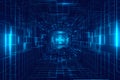 Digital cyberspace, data network tunnel background