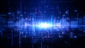 Digital Cyberspace with Particles and Digital Data Network Connections, Technology Digital Data Abstract Background, Data Analysis Royalty Free Stock Photo