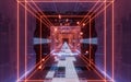 Digital cyberspace, sci-fi concept tunnel, 3d rendering