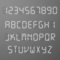 Digital 3d display time numbers and letters vector set