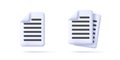 Digital 3d icon of a single document and multiple files, isolated