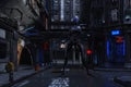 3D Illustration of a futuristic urban Scene with Cyborg