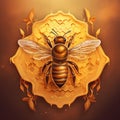 Digital 2D illustration Honey bee Logo Royalty Free Stock Photo