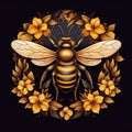 Digital 2D illustration Honey bee Logo Royalty Free Stock Photo