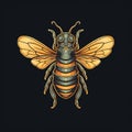 Digital 2D illustration Honey bee Logo Royalty Free Stock Photo