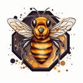 Digital 2D illustration Honey bee Logo Royalty Free Stock Photo