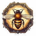 Digital 2D illustration Honey bee Logo Royalty Free Stock Photo