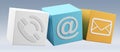 Digital 3D printed plastic cube contact icon 3D rendering