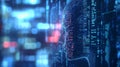 Digital 3D render of human face composed of binary code and data streams, symbolizing artificial intelligence, cybersecurity Royalty Free Stock Photo