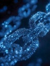 Digital 3d rendering of a futuristic blue glowing interconnected chain symbolizing blockchain technology and secure data networks Royalty Free Stock Photo