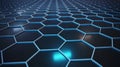 A digital 3 D rendering of an intricate hexagonal grid with blue glowing lines Royalty Free Stock Photo