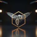 A digital 3D rendering of a transparent bee with detailed wings, hovering inside a Royalty Free Stock Photo