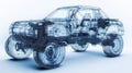 Digital 3d wireframe model of off-road car for automotive design and engineering visualization Royalty Free Stock Photo