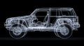 Digital 3d wireframe model of off-road car for automotive design and engineering visualization Royalty Free Stock Photo