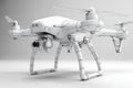 A digital 3D wireframe quadcopter drone model set on an isolated white background embodies the technology design process Royalty Free Stock Photo