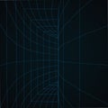 Digital 3d wireframe tunnel. Vector background.