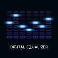 Digital dark equalizer with blue light Royalty Free Stock Photo